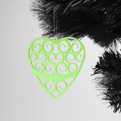 Acrylic Fret Cut Heart Christmas Tree Decorations