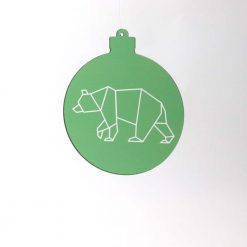 Green Geometric Bear Acrylic Christmas Bauble Solo