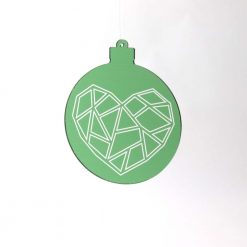 Green Geometric Heart Acrylic Christmas Bauble Solo