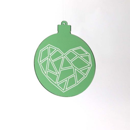 Green Geometric Heart Acrylic Christmas Bauble Solo