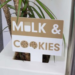 Milk & Cookies Brown Large Rectange Sign IN PLANTPOT
