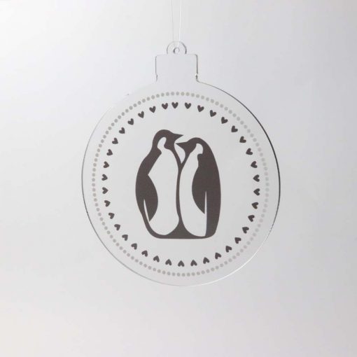 Penguins Acrylic Christmas Bauble Solo Shot