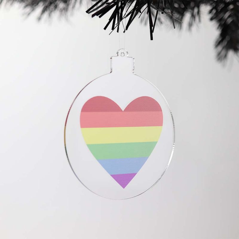 Rainbow Heart Bauble on Tree
