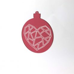 Red Geometric Heart Acrylic Christmas Bauble Solo