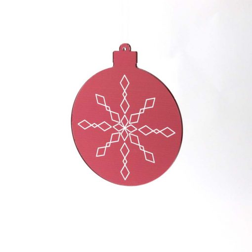 Red Geometric Snowflake Acrylic Christmas Bauble Solo