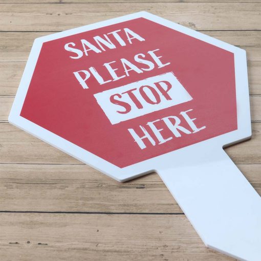 Red Santa Stop Here Large Hexagon Sign