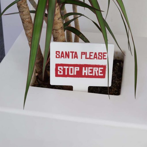 Red Santa Please Stop Here Mini Rectangle Shaped Christmas Sign