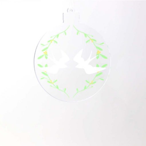 Turtle Doves Acrylic Christmas Bauble Solo
