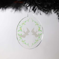 Turtle Doves Acrylic Christmas Bauble on Tree
