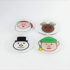 Printed Acrylic Christmas Character Faces Coasters