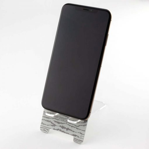 Grey Wood Mobile Phone Stand With Phone