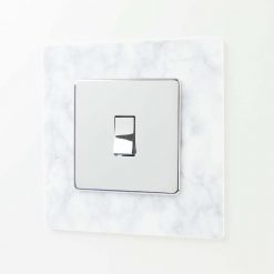 White Marble Effect Acrylic Single Printed Light Switch Surround