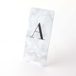 Printed Acrylic Mobile Phone Stand Marble Effect Monogrammed A