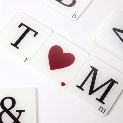 Alphabet T Heart M Coasters