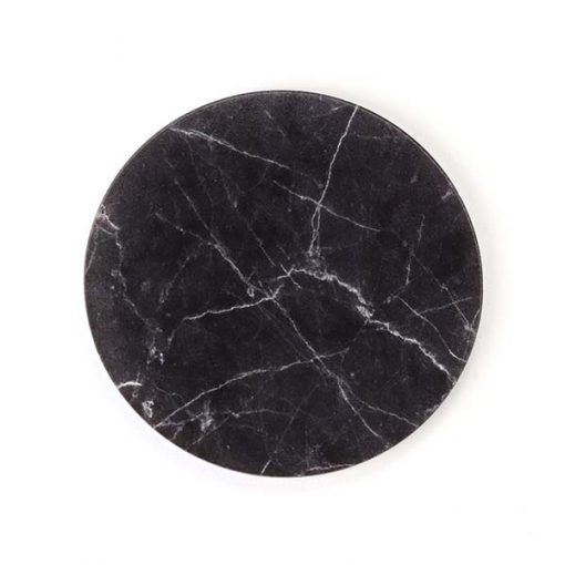 Black Marble Round Coaster face on