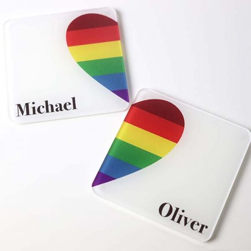 Couples Rainbow Heart Coasters 2