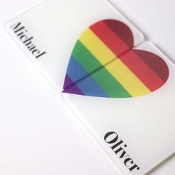 Personalised Couples Rainbow Heart Coasters