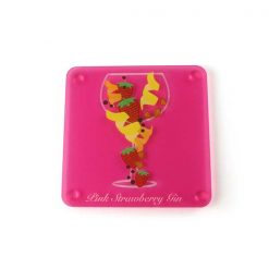 Pink Strawberry Themed Acrylic Gin Coaster 2