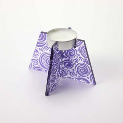 Small Purple Swirl Tea Light Holder With Candle