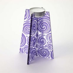 Tall Purple Swirl Tea Light Holder With Candle
