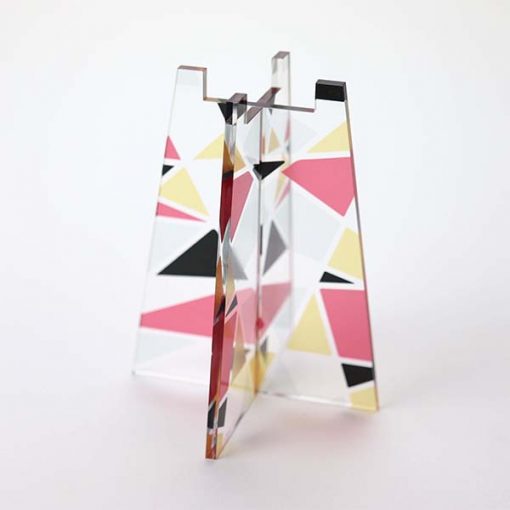 Tall Red Triangle Tea Light Holder Without Candle