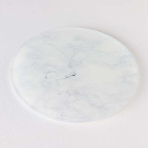White Marble Round Coaster on angle
