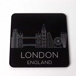 Black London Skyline Coaster