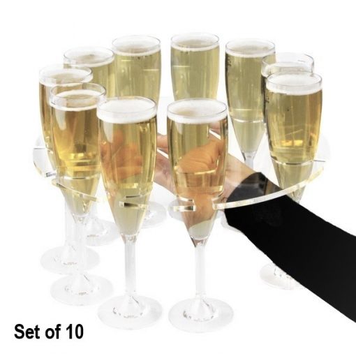 Set of 10 Acrylic Champagne Flute Serving Trays