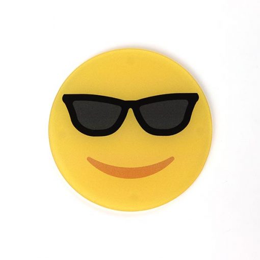 Smiling Sunglasses Face Printed Acrylic Emoji Coaster