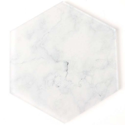 Hexagon White Marble Effect Coaster