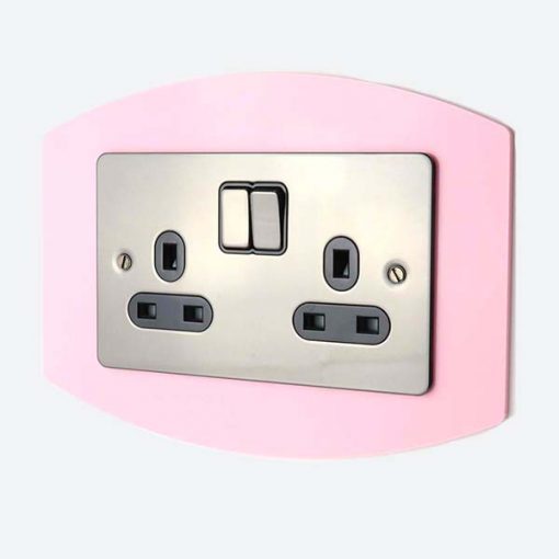 Light Switch / Socket Surround - Double Pink Oval