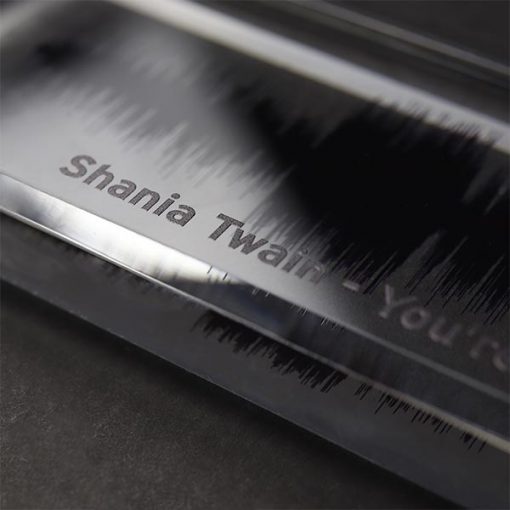 Acrylic Personalised Sound Wave Block Writing Close Up
