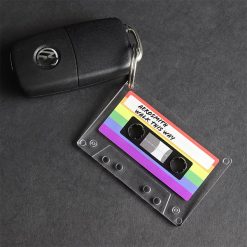 Cassette Rainbow Key Ring with Key