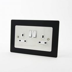 Light Switch / Socket Surround - Double Black Budget Socket Surrounds
