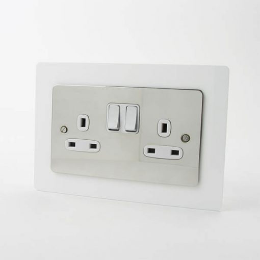 Light Switch / Socket Surround - Double White Budget Surrounds