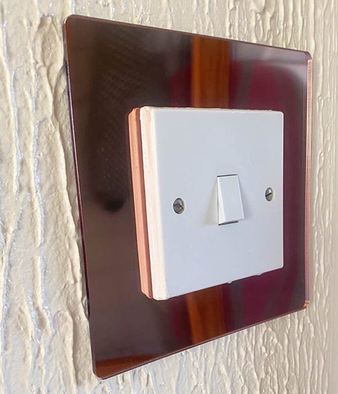 Bronze Colour Mirror Acrylic Socket Surround Light Switch Plug Finger Plate 