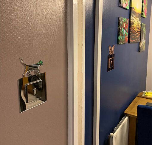 Light Switch / Socket Surround - Mirror Cat and Butterfly