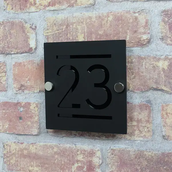 Black Satin Square House Number
