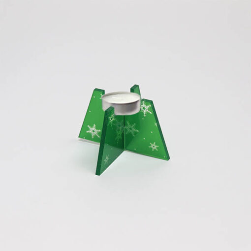 Snowflake Tea Light Holder - Green