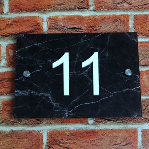 Black Marble Acrylic House Number