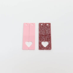 Fit Together Heart Keyring - Baby Pink and Pink Glitter