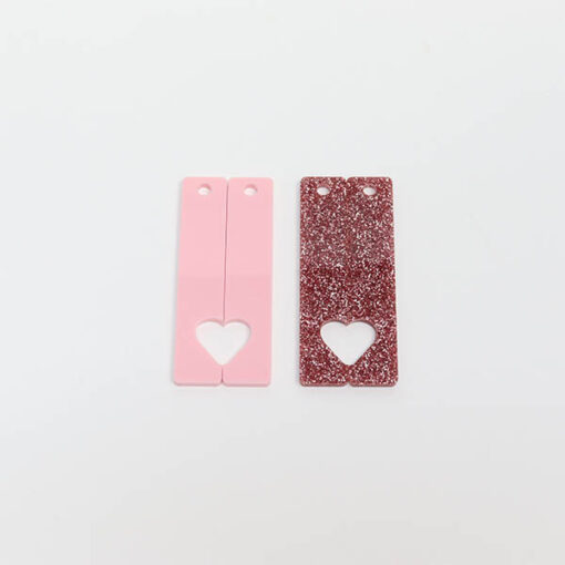 Fit Together Heart Keyring - Baby Pink and Pink Glitter