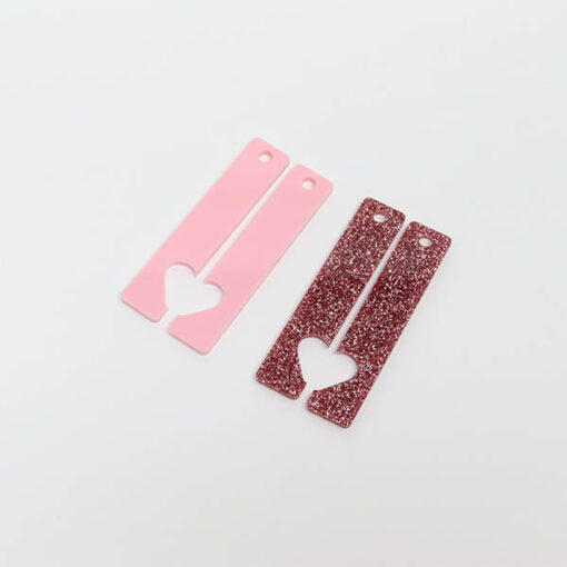 Fit Together Heart Keyring - Pink Glitter and Baby Pink