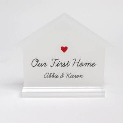 Our First Home House Shaped Sign_White Background Front