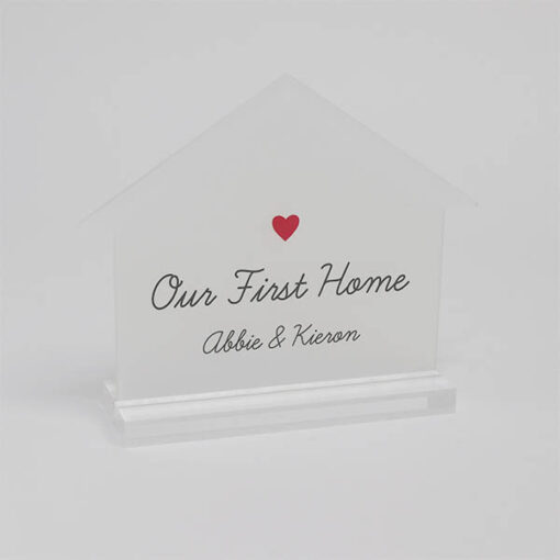 Our First Home House Shaped Sign_White Background Side
