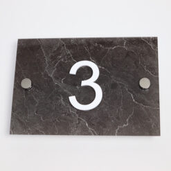 Black Marble Acrylic House Sign - White Number