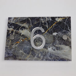 Black and Gold Marble Acrylic House Sign with Custom Numbers