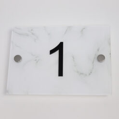 White Marble House Number - Black Number