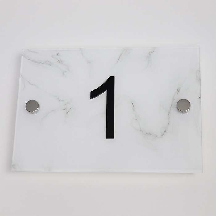 White Marble House Number - Black Number
